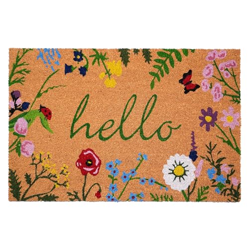 AZ105992436 Floral Hello Doormat (Hello / 2' x 3' (Rectangular))