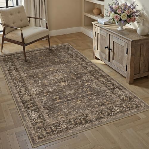 3x4 Dark Brown Vintage Area Rug (Brown / 3' x 4' (Rectangular))