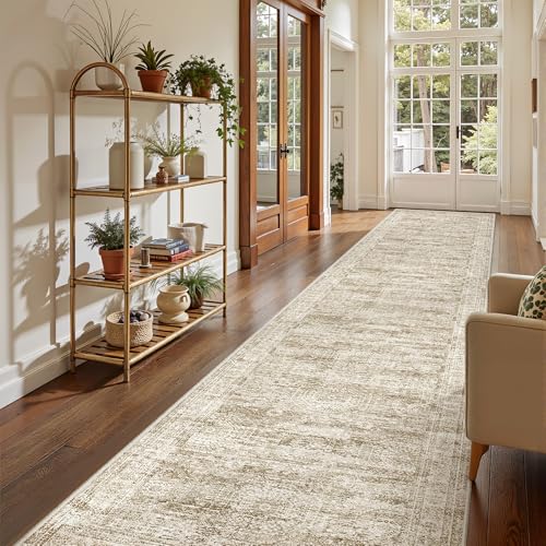 3x14 Runner Rug Non Slip (Brown/Ivory / 3' x 14' (Runner))