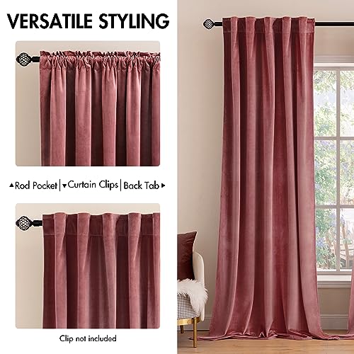 Velvet Blackout Curtains 52x84 inches 2 Panels Dusty Rose Pink (Dusty Rose / 52"W x 84"L (Pack of 2))