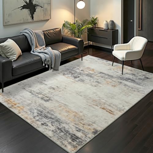 4x6 Washable Non Slip Area Rugs for Bedroom Living Room (Grey / Brown / 4' x 6' (Rectangular))