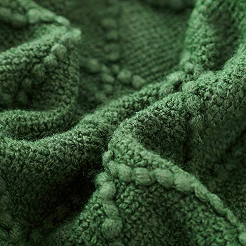 Green Throw Blanket 60x80 Inch Boho Knitted Soft Throw Sofa Blanket (Green / 60"x80")