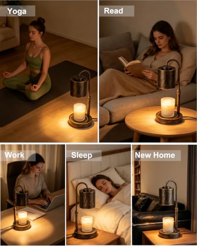 Dimmable Candle Warmer Lamp with Timer (Antique Brushed Copper)