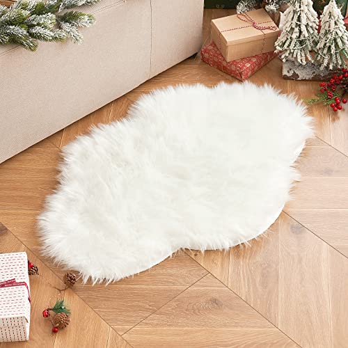 Fluffy Area Rug 2'x3' Cloud Faux Fur Sheepskin Rug for Bedroom White (2' x 3' (Cloud) / White)