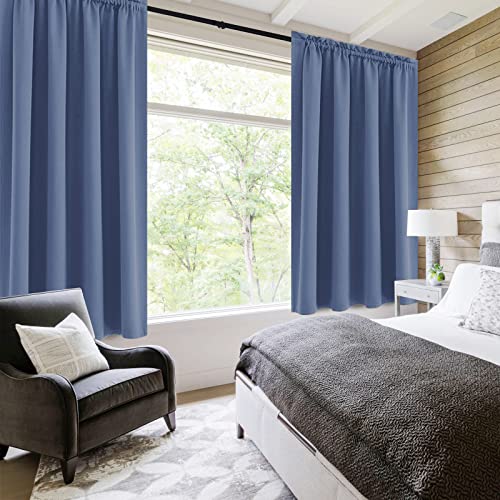 Blackout Curtains for Bedroom 52 x 54 Inch Long Dusty Blue 2 Panels (Dusty Blue / 52"W x 54"L (Pack of 2))
