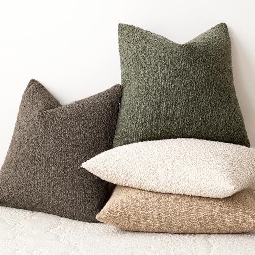 Decorative Textured Boucle Throw Pillow Covers 26x26 Light Brown (26" x 26" (Pack of 2) / Brown)