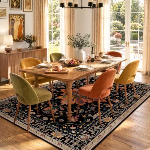 Washable Area Rug (Black/Colorful / 6' x 9' (Rectangular))