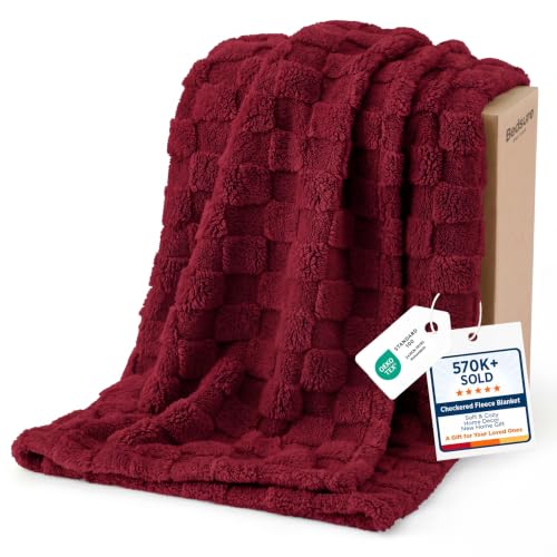 Checkered Soft Cozy Twin Blanket for Bed (Red / Twin (60" X 80"))