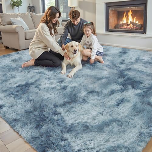 6x9 Shag Area Rug for Living Room (Dark Blue Tie-dyed / 6' x 9' (Rectangular))