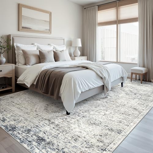 Washable Area Rug 8x10 Large Soft Living Room Rugs Blue (Blue/Ivory / 8' x 10' (Rectangular))
