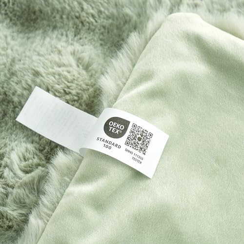 Faux Fur Throw Blanket for Couch (Sage Green / Twin(60" x 80"))