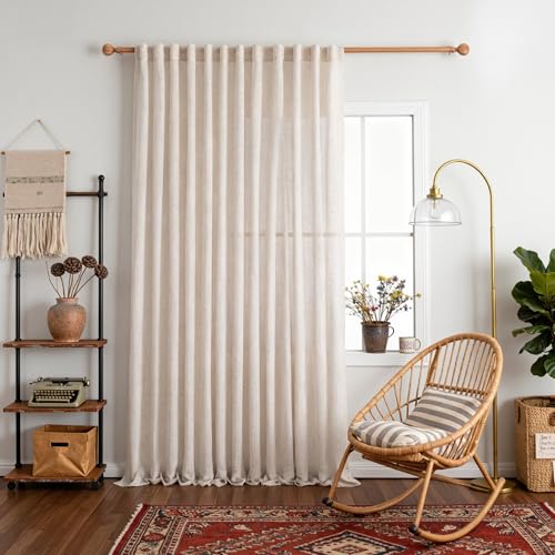 Natural Linen Sliding Glass Door Curtains (100"W x 108"L (Pack of 1) / Natural Linen)