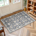 Amada Small 2x4 Washable Area Rug for Entryway (2' x 4' (Runner) / Blue/Brown)