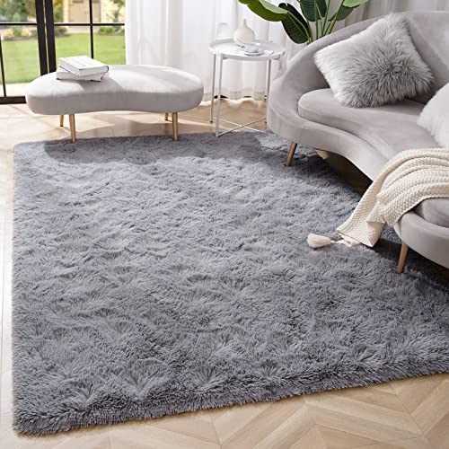 Premium Soft Fluffy Rug Modern Shag Carpet (5'3" x 7'7" (Rectangular) / Grey)