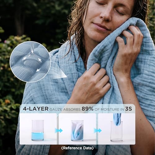 100% Cotton Muslin Blankets for Adults (07 - Blue / Throw XL (50" X 70"))