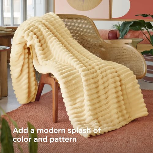 Soft Twin Blanket for Bed Decor Gifts Custard Yellow 60"x80" (Custard Yellow / Twin)