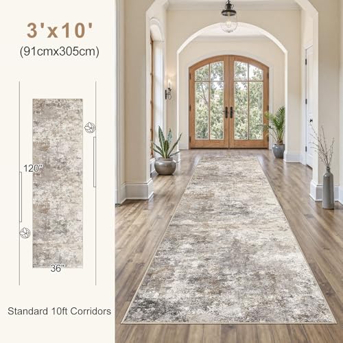 3x10 Washable Runner Rug for Hallway (Brown Grey / 3' x 10' (Runner))