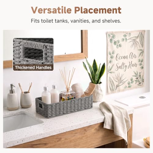 Toilet Tank Basket for Bathroom (Grey / 14¼" L x 6¾" W x 3¾" H)