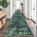 Abstract Runner Rug 3x18 Ft Washable Runners for Hallways (Dark Green / 3' x 18' (Rectangular))