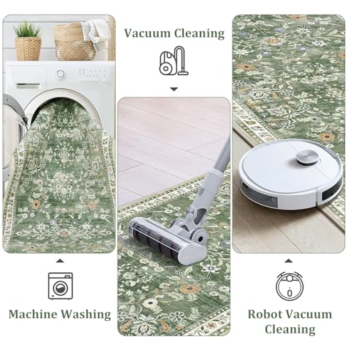 2x3+2x4+2x5Ft Washable Kitchen Rug Set of 3 Non Slip (Green / 2' x 3'+2' x 4'+2' x 5')