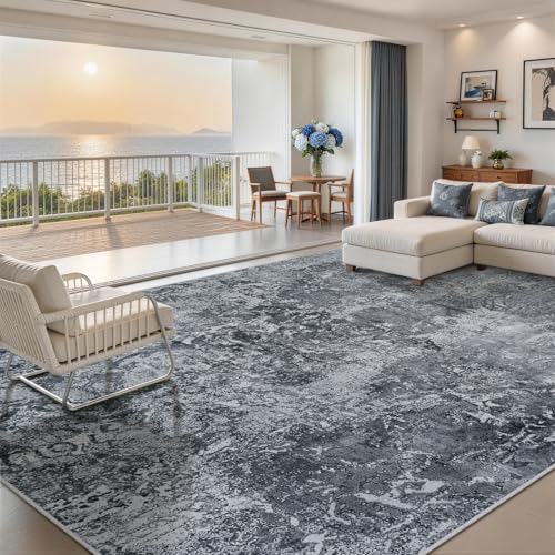 10x14 Area Rugs for Living Room Washable Dining Room Black (Black / 10' x 14' (Rectangular))
