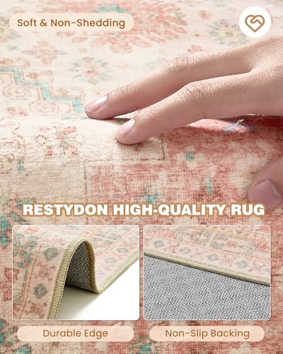 Runner Rug 2x8 Runners for Hallways Non Slip Washable Rugs (Pink / 2' x 8' (Runner))