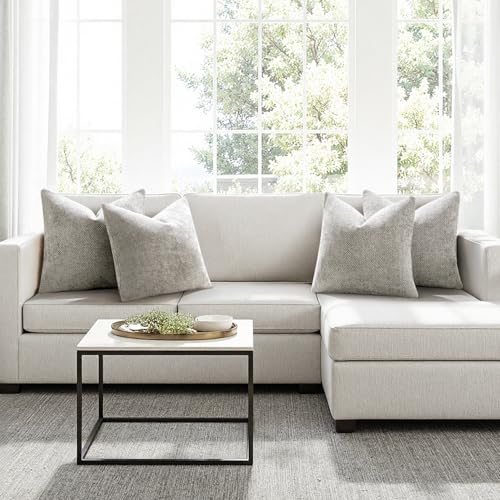 Soft Decorative Chenille Pillow Covers Light Gray 20x20 Pack of 4 (20" x 20" (Pack of 4) / Light Gray)