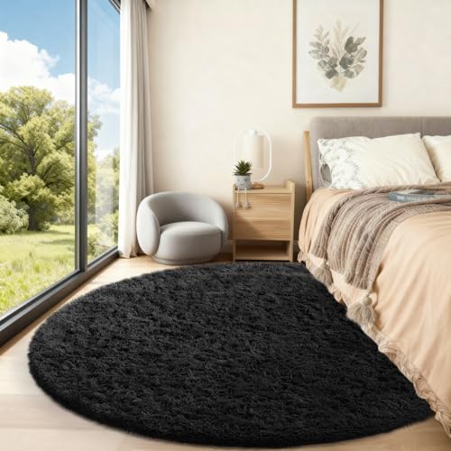Round Rug 6Ft Black Circle Area Rug (3- Black / 6' (Round))
