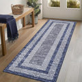 Washable 2.5x10 Kitchen Runner Blue Rug Easy Clean Hallway Rugs (Blue / 2'6" x 10' (Rectangular))