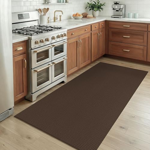 Rugs for Entryway 3x5 ft Washable Area Rug Non Slip Rubber Backed Entry Rug Woven Indoor Door Mat Cotton Kitchen Rugs Floor Carpet for Entryway (Brown/Dark Brown / 3' x 5' (Rectangular))
