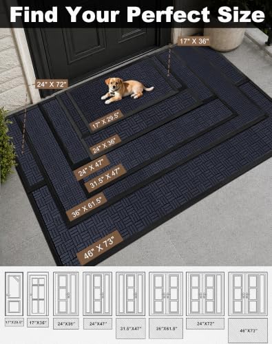 Front Door Mat Outdoor Entrance (Deep Navy / 3'10" x 6'1" (Rectangular))