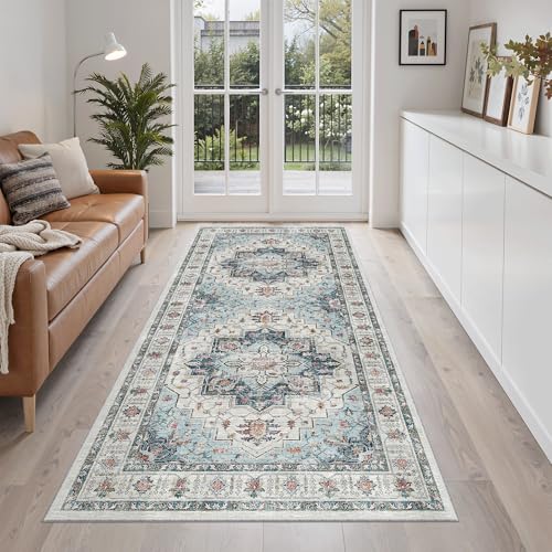 Washable Runner Rug 3x6 Runners for Hallways Non Slip (Blue / 3' x 6' (Runner))