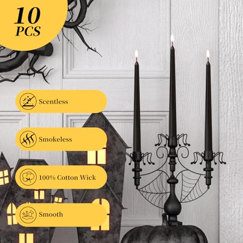 0.87×10 Inch Black Taper Candles (Black)