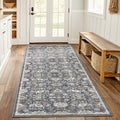 Amada 2x5 Washable Runner Rug for Kitchen (2' x 5' (Runner) / Blue/Brown)