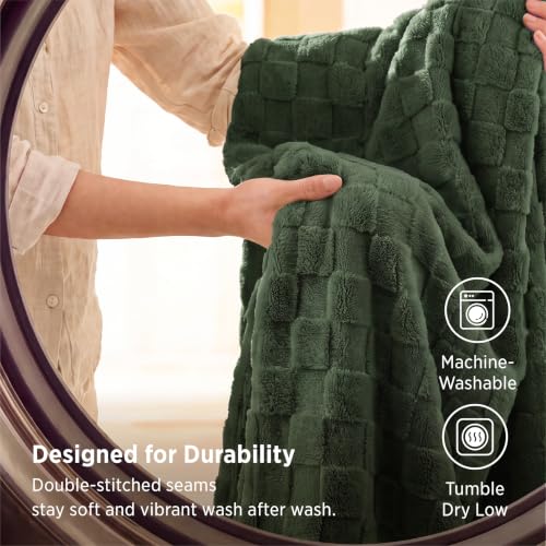 Checkered Soft King Size Blankets for Bed (Green / King (108" X 90"))