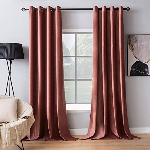 Velvet Curtains Dusty Rose Pink 52 x 96 Inch Length Set of 2 (Dusty Rose / 52"W x 96"L (Pack of 2))