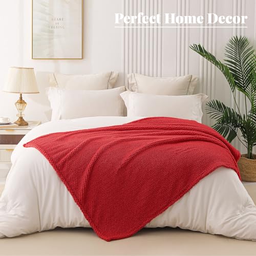 Extra Large Soft Fleece Throw Blanket for Couch (Red / Throw(50x70 In))