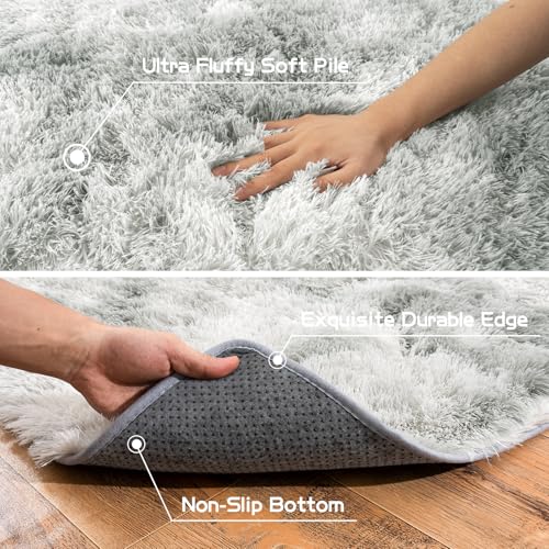 Super Fluffy Area Rug for Living Room 5x7 (Tie Dye Grey / 5' x 7' (Rectangular))