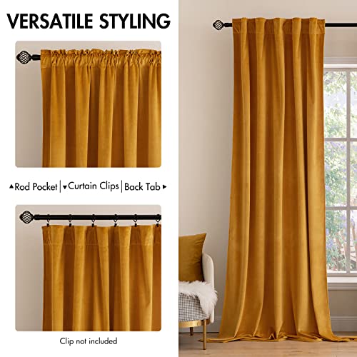 Velvet Blackout Curtains 52x72 inches 2 Panels Mustard Yellow (Mustard Yellow / 52"W x 72"L (Pack of 2))