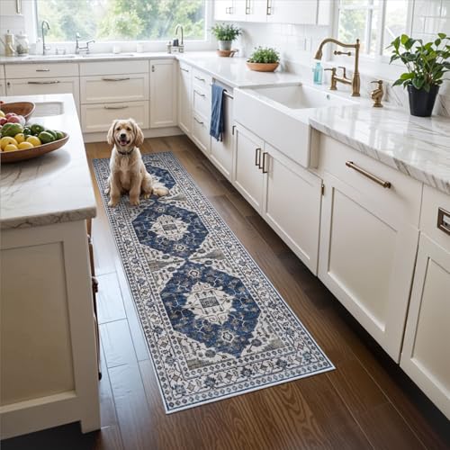 2x6 Washable Hallway Runner Rug (2' x 6' (Rectangular) / Blue)