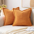 Fall Burnt Orange Decorative Throw Pillow Covers 20x20 Inch 2 Pack (Burnt / 20" x 20" (Pack of 2))
