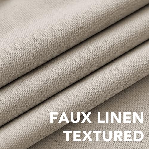 100% Blackout Linen Curtains 63" L 2 Panels Cobblestone (Cobblestone / 42"W x 63"L (Pack of 2))