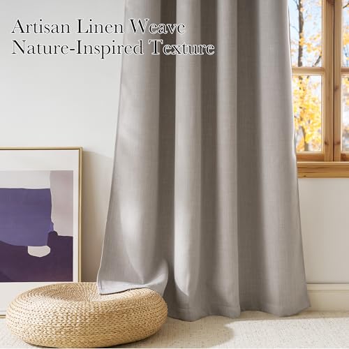 Short Faux Linen Angora Blackout Curtains 63 inches Long (Linen Angora / 42"W x 63"L (Pack of 2))