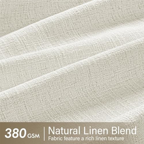 Pinch Pleated Linen Curtains 102 Inches Long 2 Panels Beige White (Beige White / 40"W x 102"L (Pack of 2))