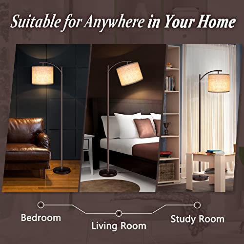 Floor Lamp for Living Room (Oil-rubbed Bronze+beige shade)