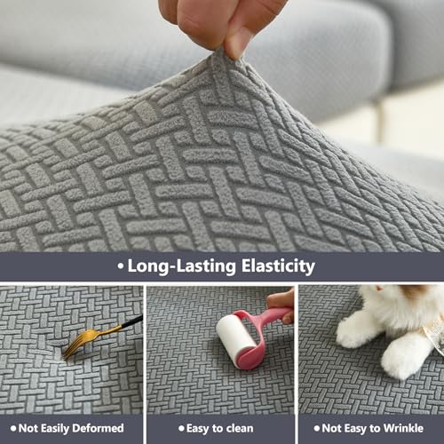 Couch Cushion Covers for Sofa Couch Covers Wear (Texture-gray / One Size Chaise Cover)