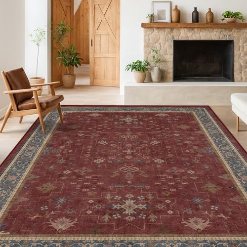 Oriental 8x10 Large Area Rugs for Living Room (8' x 10' (Rectangular) / Burgundy)