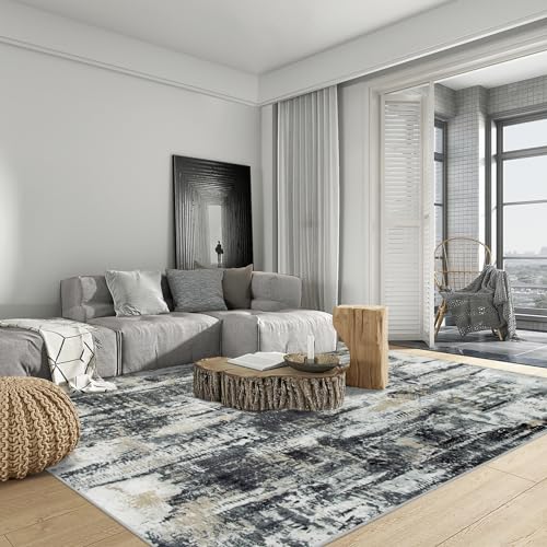 6x9 Area Rugs for Living Room (Black Grey/Gold / 6' x 9' (Rectangular))