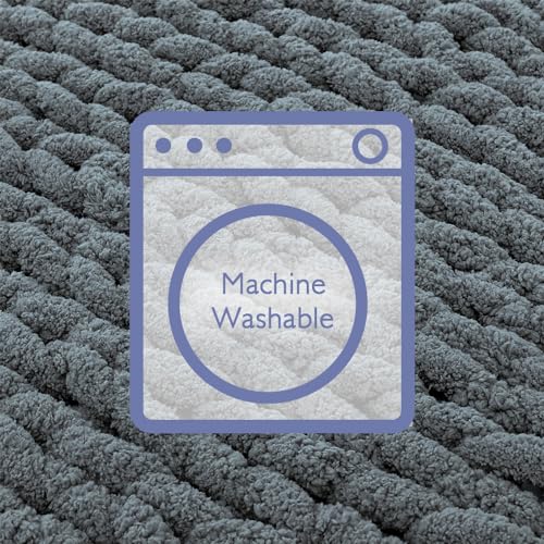Chunky Knit Throw Blanket for Couch (Iron Gray / 40"x80" (Special Size Throw))