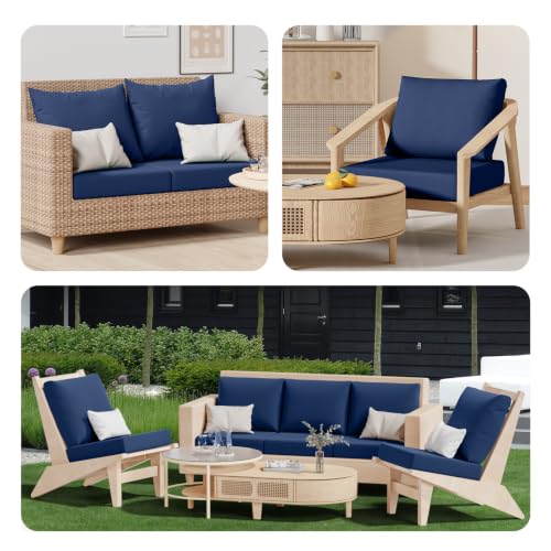 8Pcs Outdoor Cushion Covers (Navy-blue / Square-small + Square)